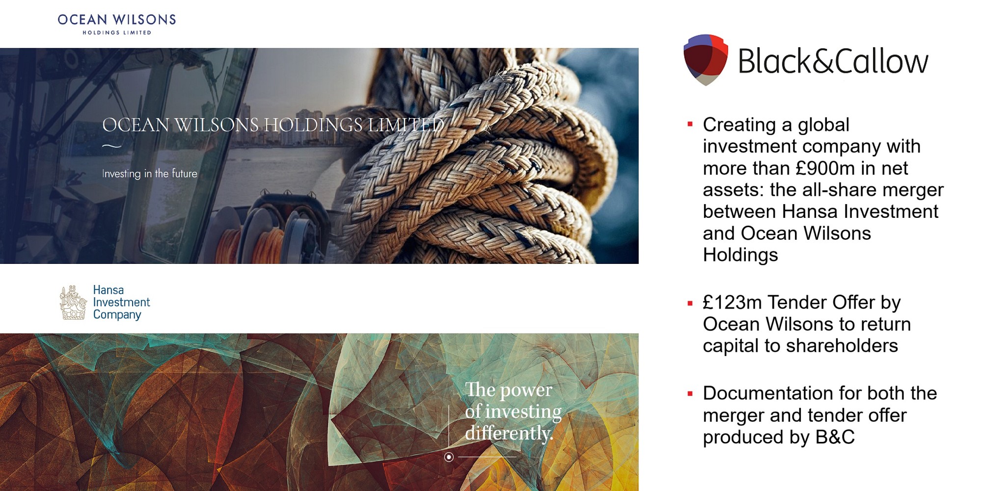 Creating a £900m global investment company: Ocean Wilsons & Hansa