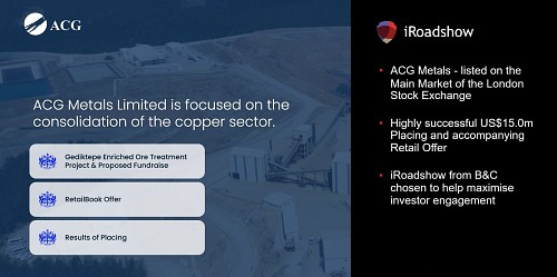 iRoadshow chosen to help ACG Metals US$15m fundraise