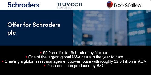 B&C helps Schroders' £9.9bn acquisition - one of the largest global M&A deals YTD